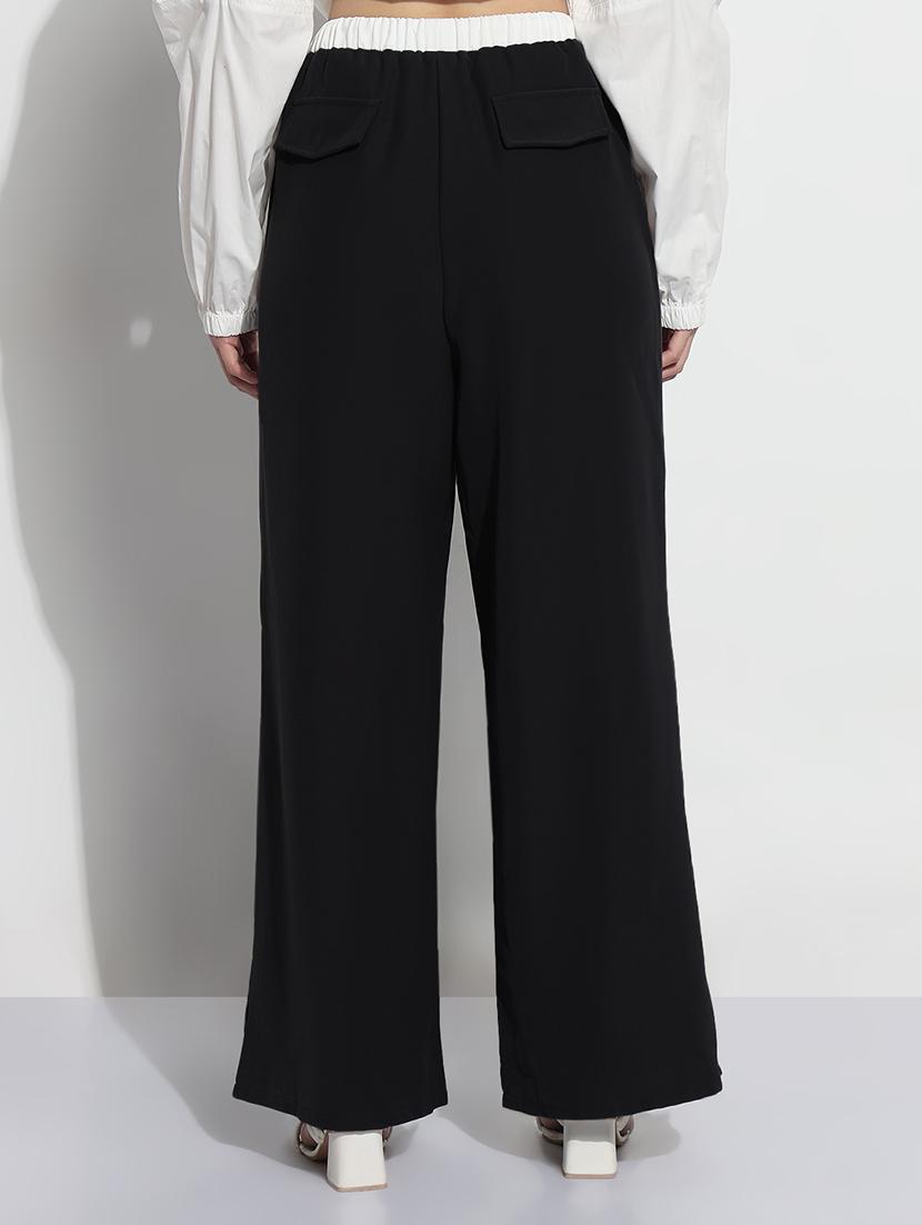 women solid high rise pleated korean pants - 21982934 - Standard Image - 3