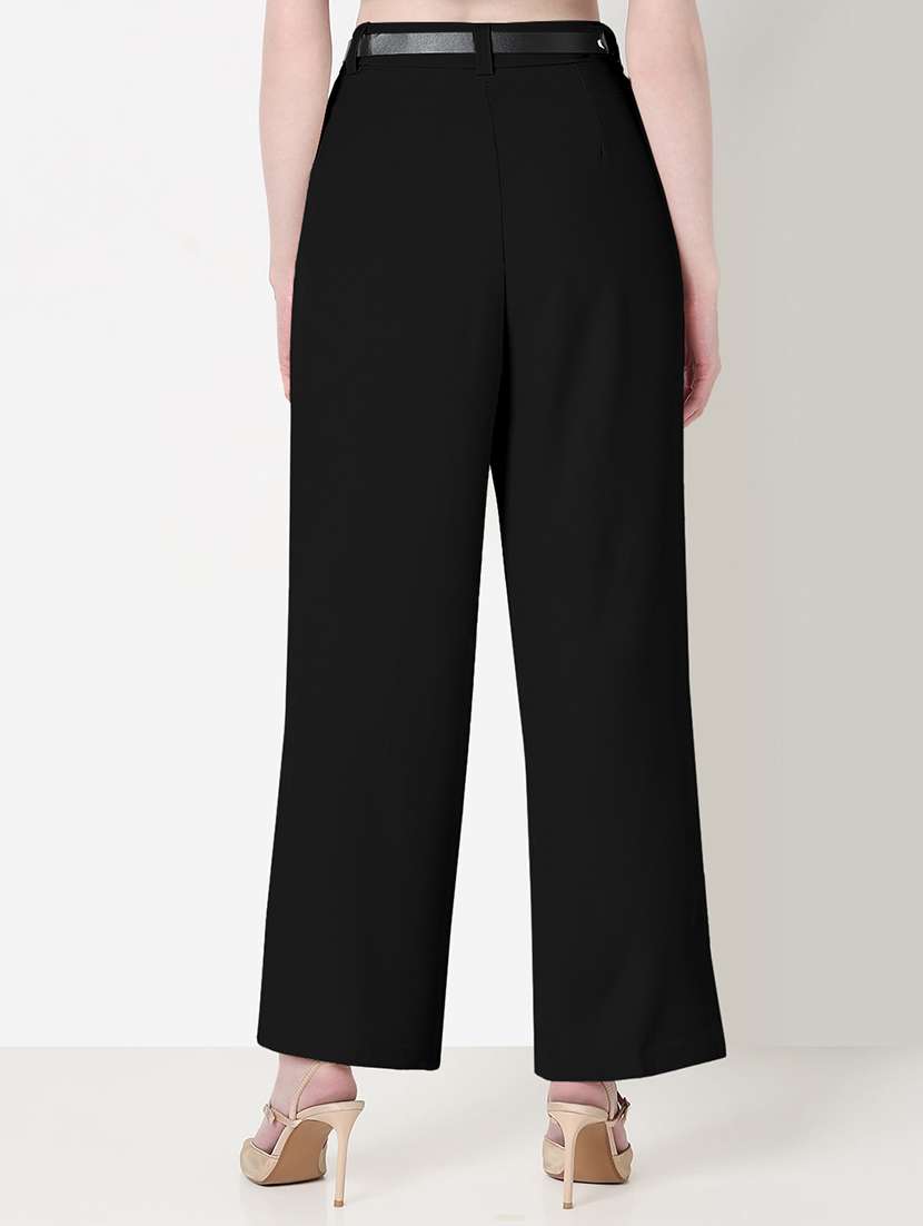 women solid high rise pleated korean pants  - 21982935 -  Standard Image - 3