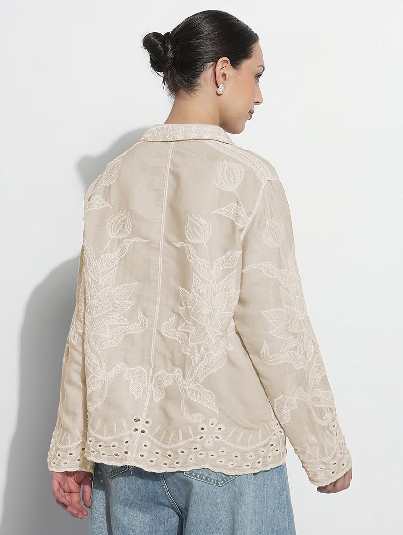 women embroidered long sleeve relaxed fit shirt - 21982938 - Standard Image - 3