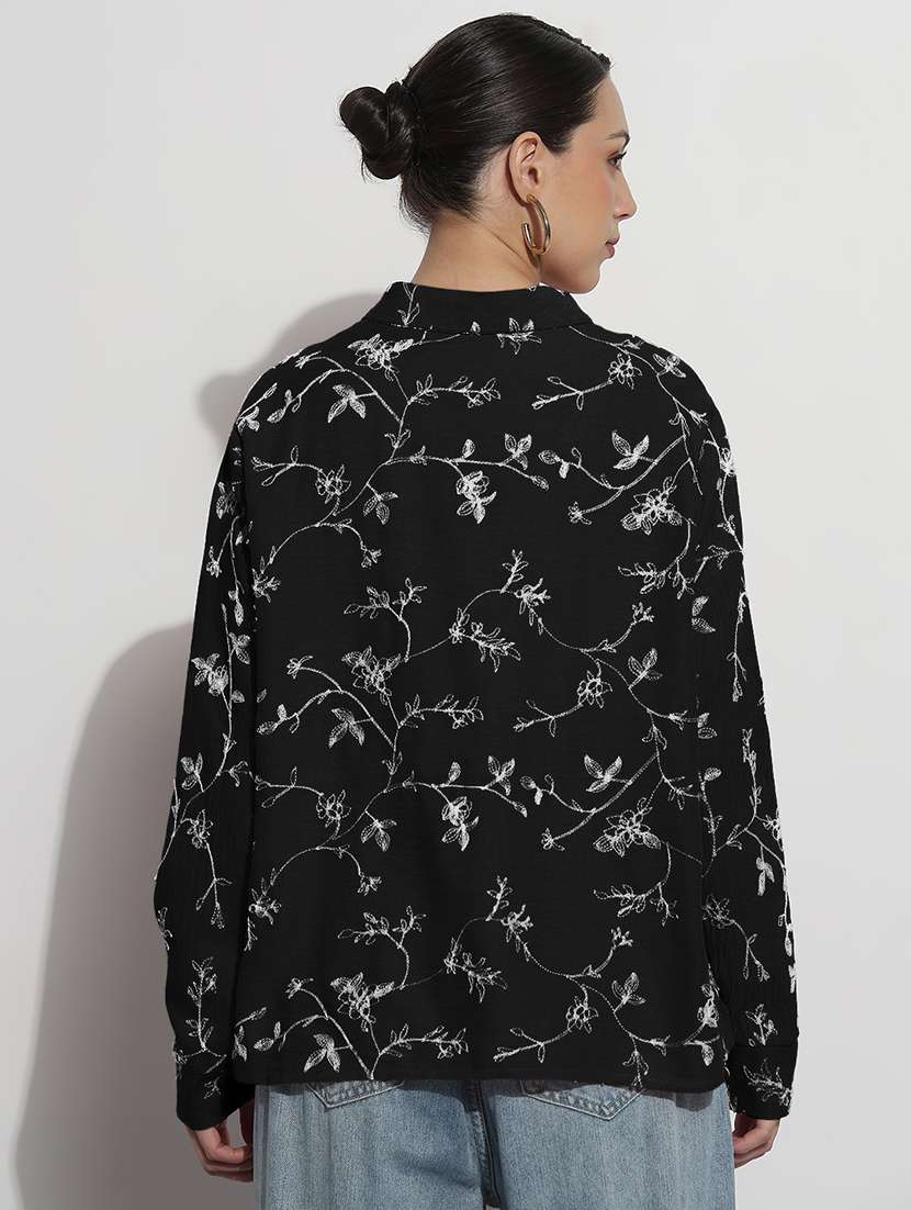 women embroidered long sleeve relaxed fit shirt - 21982939 - Standard Image - 3