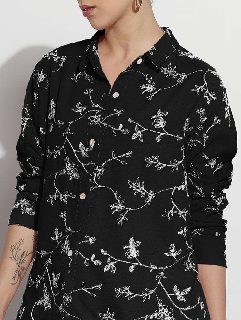 women embroidered long sleeve relaxed fit shirt - 21982939 - Standard Image - 5