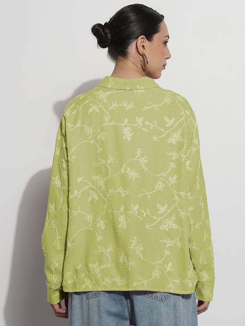 women embroidered long sleeve relaxed fit shirt - 21982940 - Standard Image - 3
