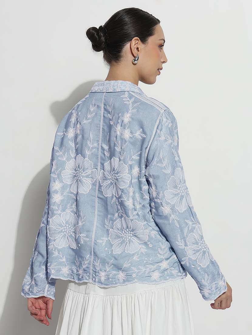 women embroidered long sleeve relaxed fit shirt - 21982941 -  Standard Image - 3