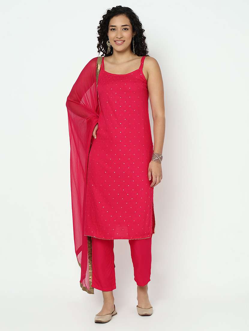 women foil printed sleeveless kurta pant with dupatta set - 21982942 -  Standard Image - 3