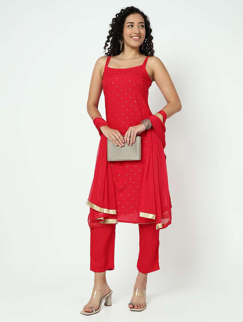 women foil printed sleeveless kurta pant with dupatta set - 21982943 -  Standard Image - 3