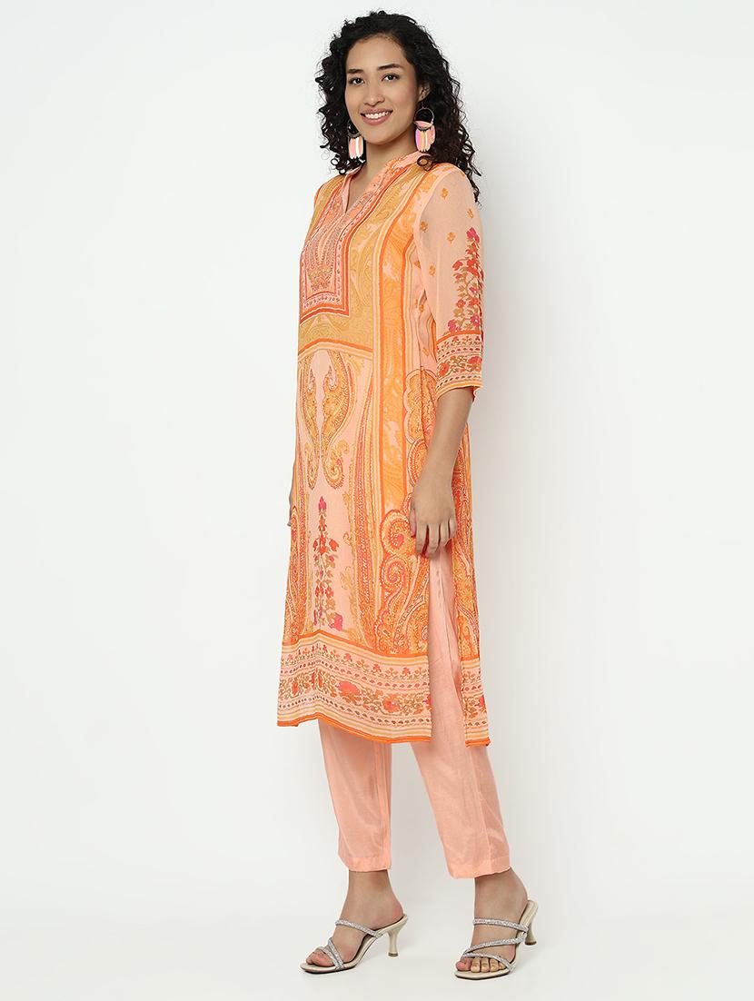 women three quarter sleeve kurta pant with dupatta set - 21982946 - Standard Image - 3