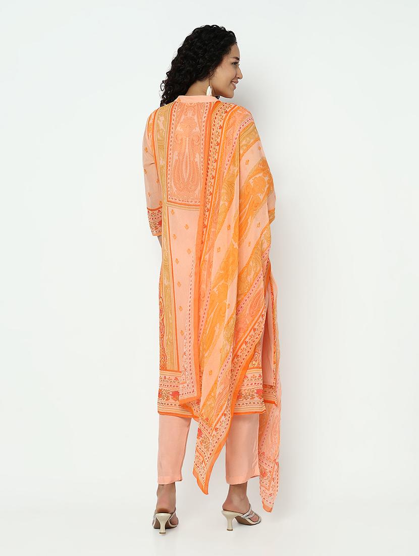 women three quarter sleeve kurta pant with dupatta set - 21982946 - Standard Image - 5