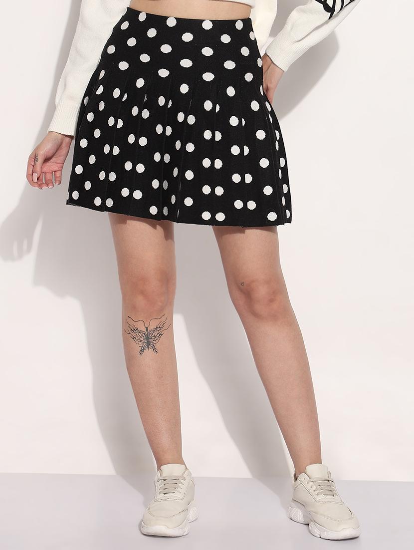 women polka doted high rise flared skirt - 21982949 - Standard Image - 3