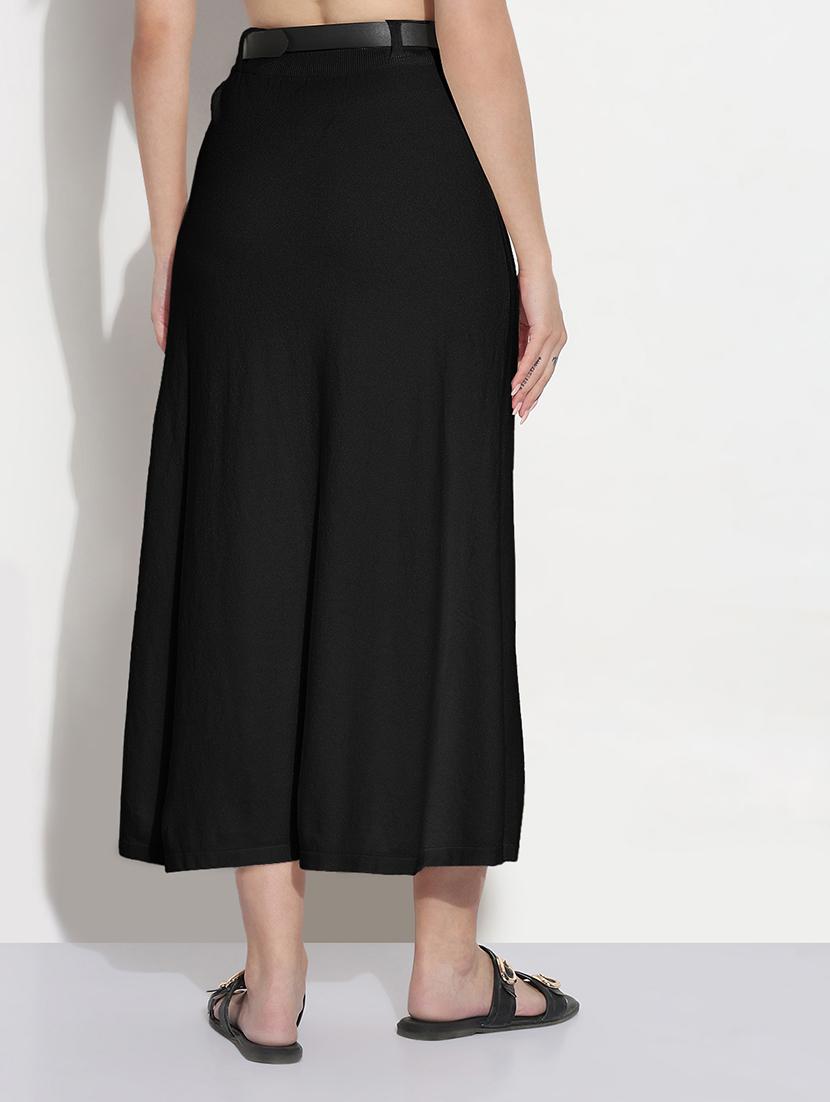 women solid high rise a-line midi skirt - 21982955 - Standard Image - 3