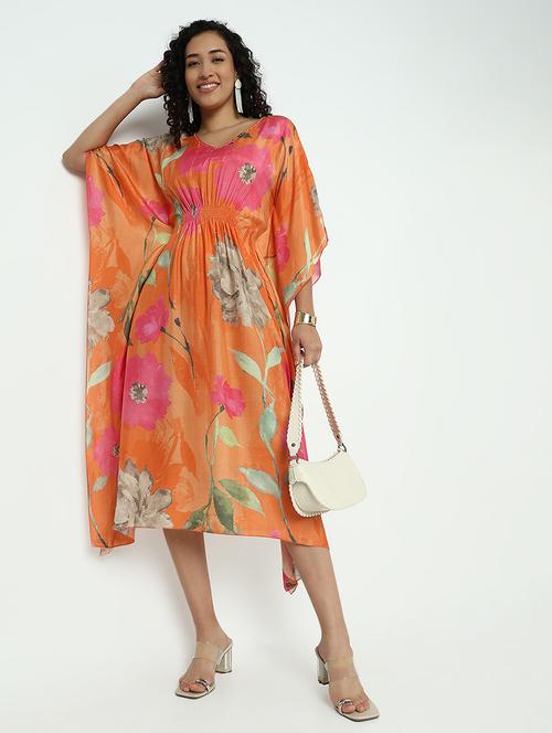 women floral print kimono sleeve kaftan dress - 21982960 -  Standard Image - 0