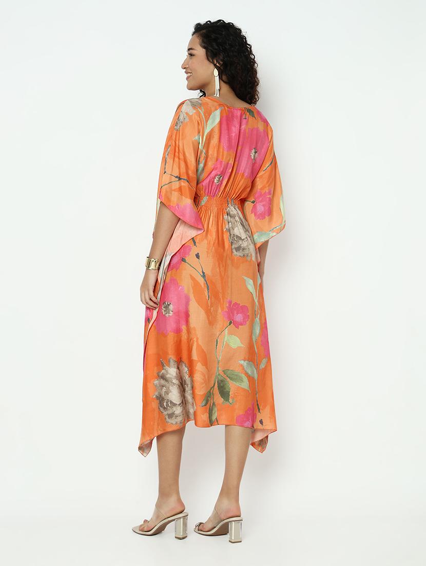 women floral print kimono sleeve kaftan dress - 21982960 - Standard Image - 3