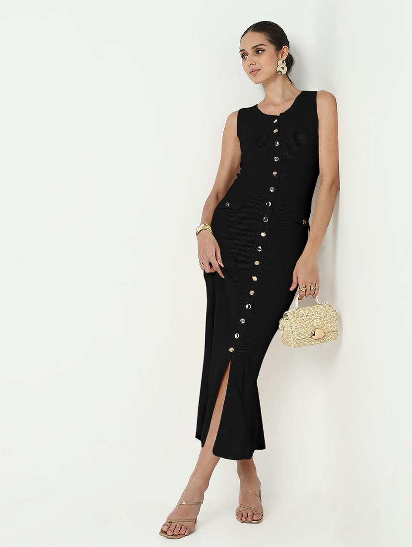 women black solid sleeveless bodycon dress - 21982963 - Zoom Image - 0