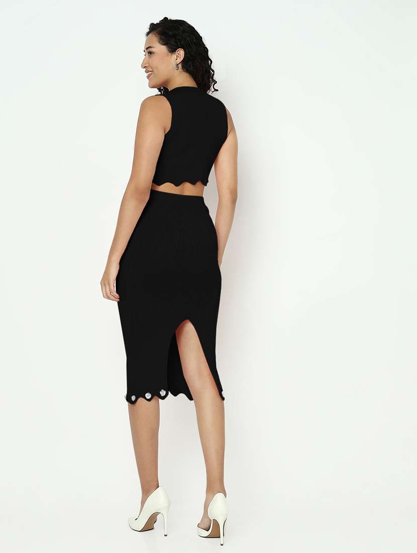 women solid top and skirt co-ord set - 21982967 -  Standard Image - 3