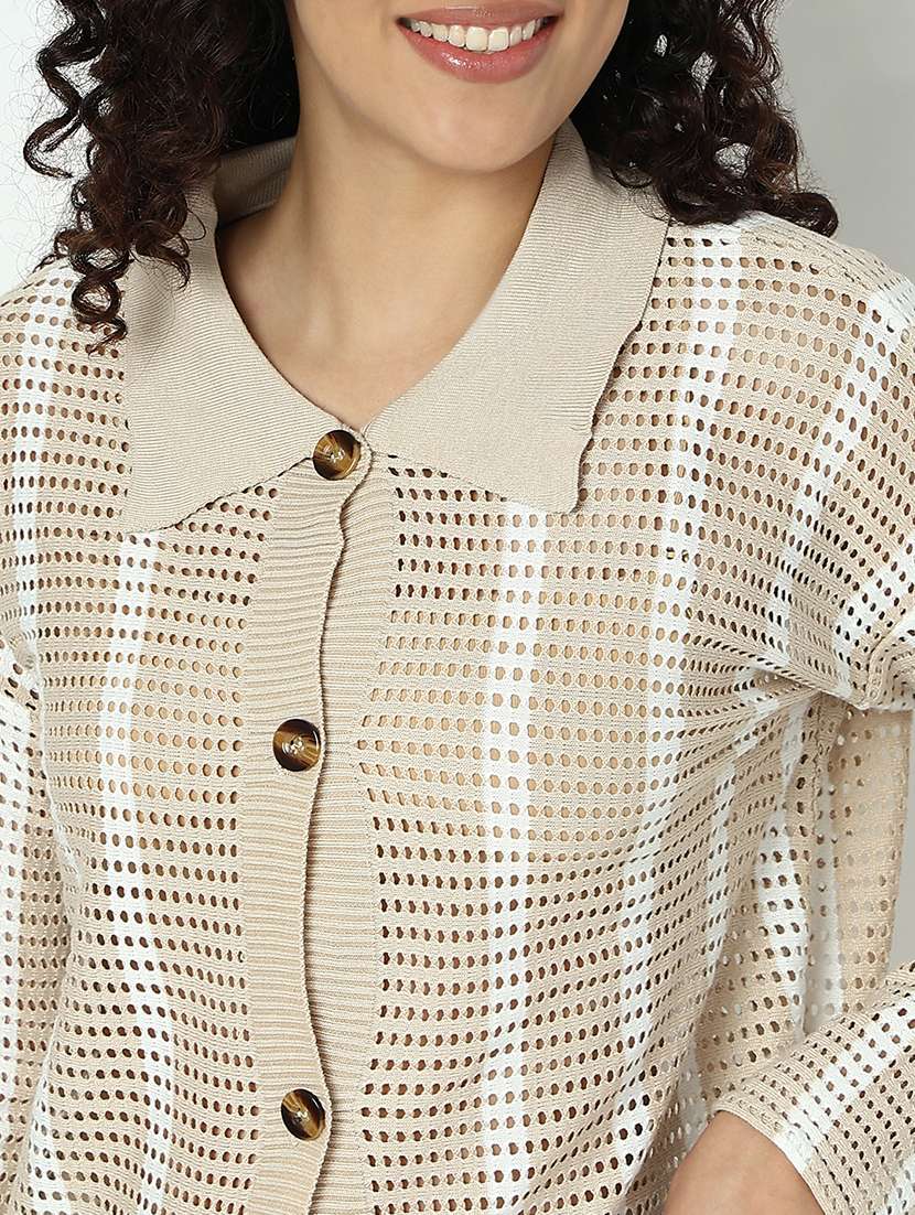 beige cotton blend shirt and trouser set coord - 21982973 - Standard Image - 5