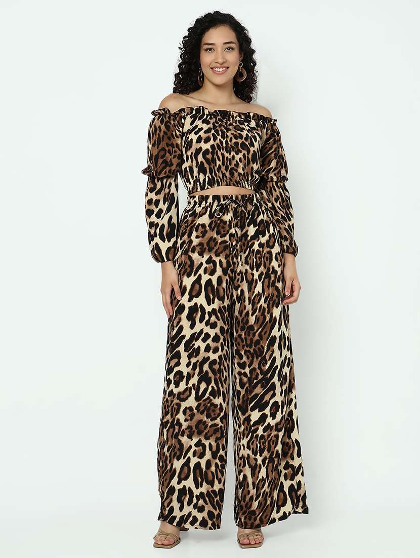 women animal print top and trouser co-ord set