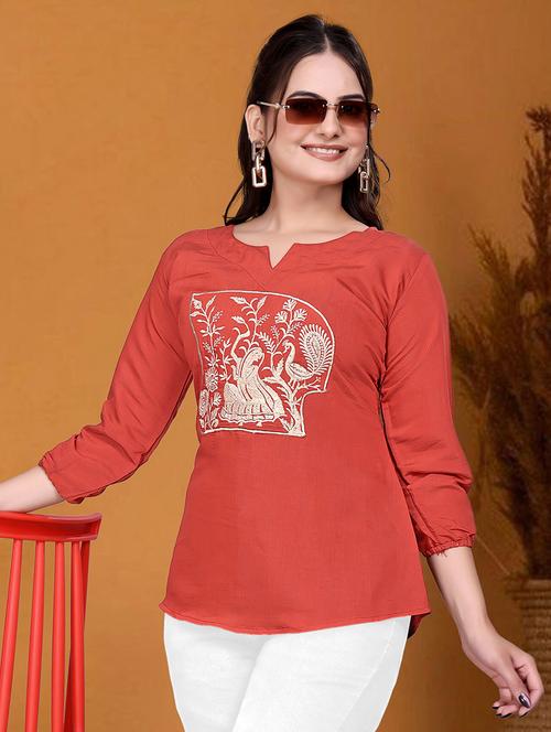 women three quarter sleeve a-line ethnic top - 21982980 - Standard Image - 0