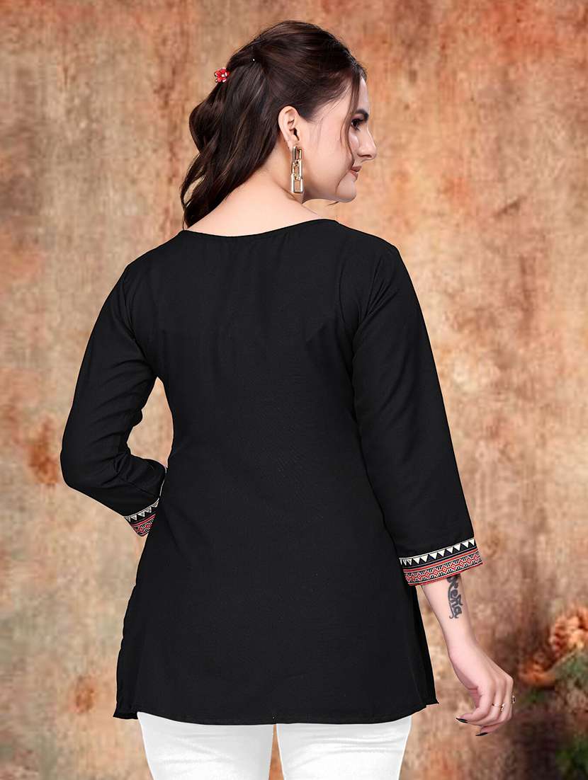 women three quarter sleeve a-line ethnic top - 21982983 -  Standard Image - 3