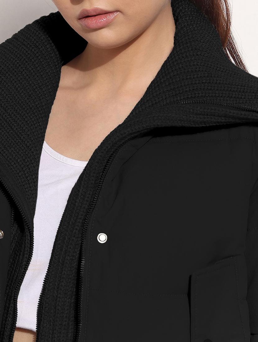women solid collared long sleeve puffer jacket - 21982994 - Standard Image - 5