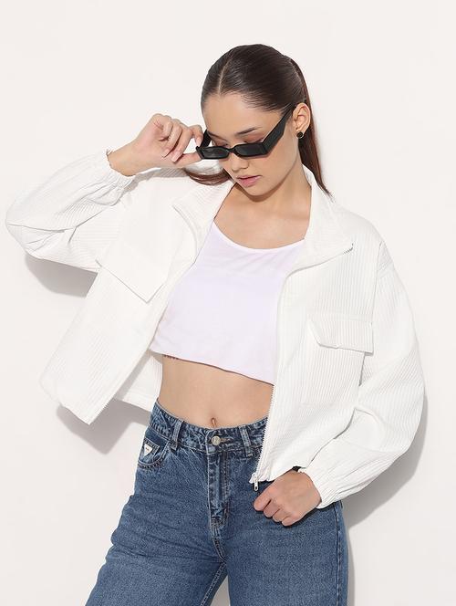 women white solid long sleeve jacket - 21982998 -  Standard Image - 0