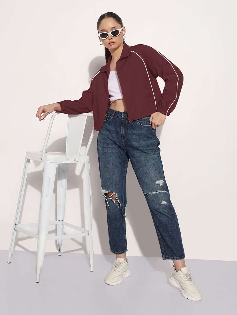 women maroon solid long sleeve jacket - 21983004 -  Standard Image - 5
