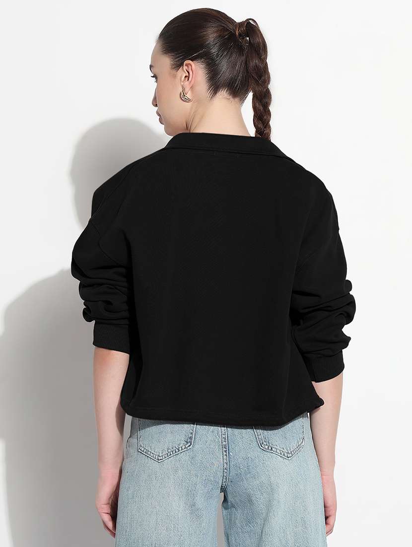 women striped long sleeve stand collar crop jacket - 21983009 -  Standard Image - 3