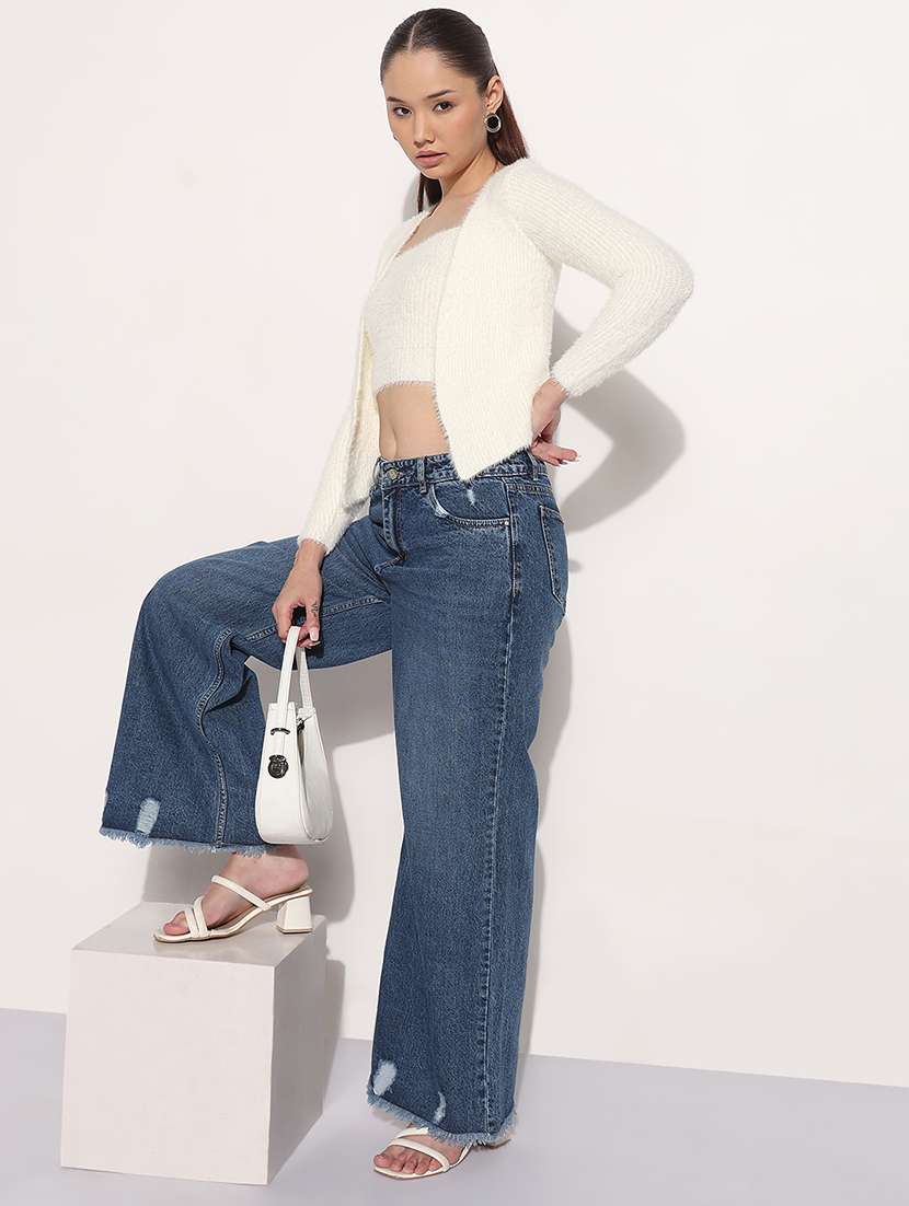 women white solid tank top with crop shrug - 21983018 -  Standard Image - 5