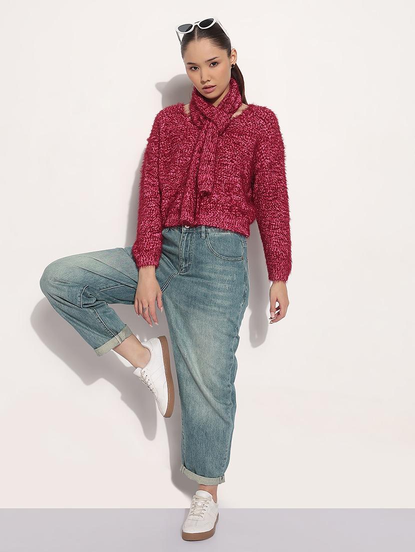 women self designed long sleeve pullover - 21983026 - Standard Image - 5