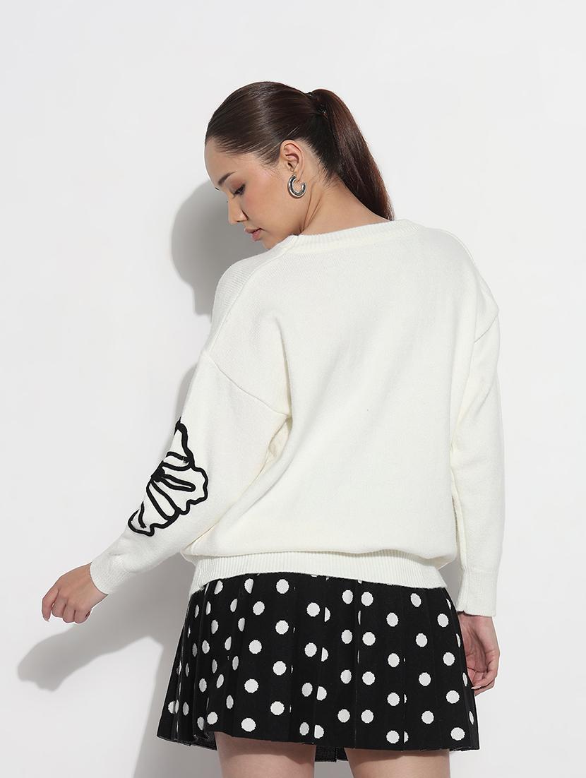 women white embroidered long sleeve pullover - 21983031 - Standard Image - 3