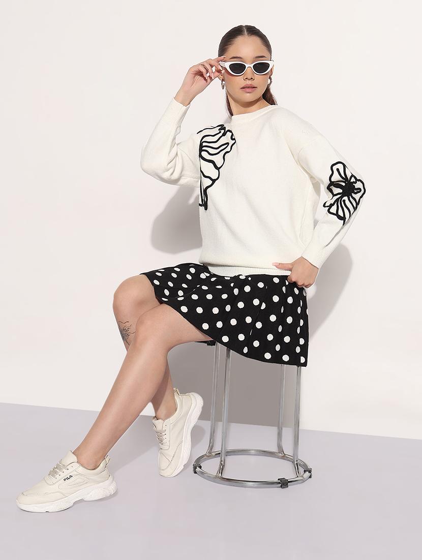 women white embroidered long sleeve pullover - 21983031 - Standard Image - 5