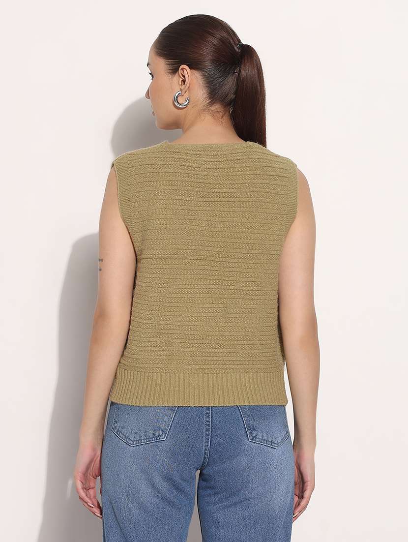 women self designed sleeveless kintted top - 21983034 -  Standard Image - 3