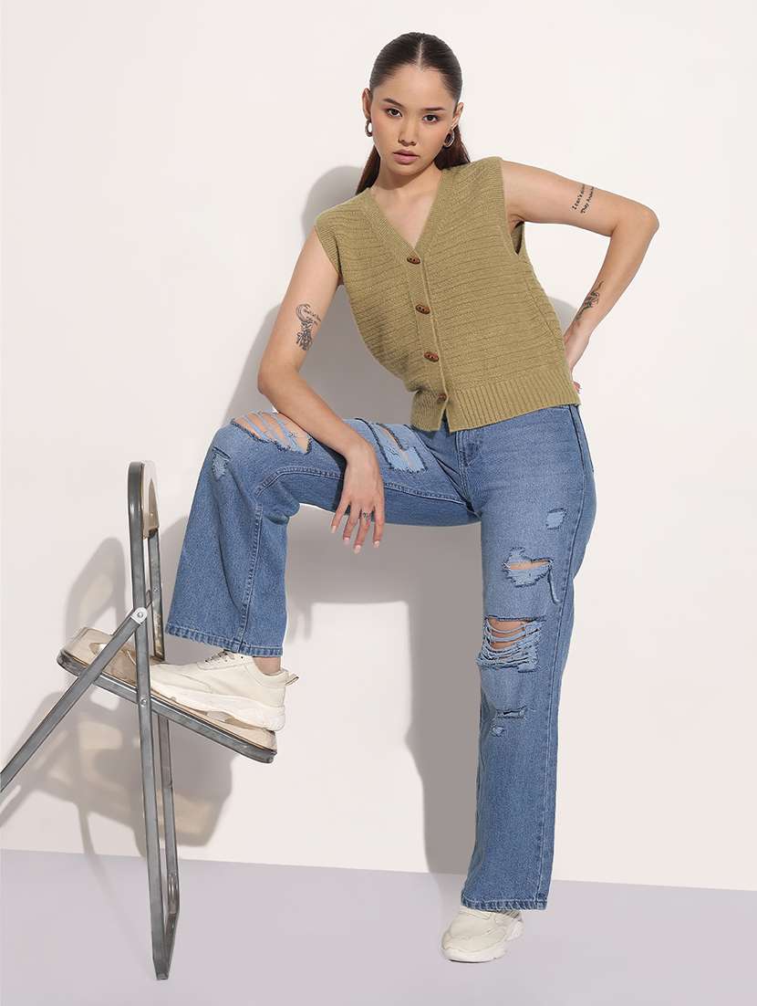 women self designed sleeveless kintted top - 21983034 -  Standard Image - 5