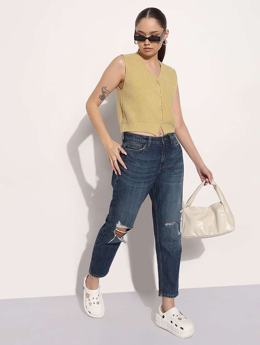 women self designed sleeveless kintted top - 21983035 -  Standard Image - 5