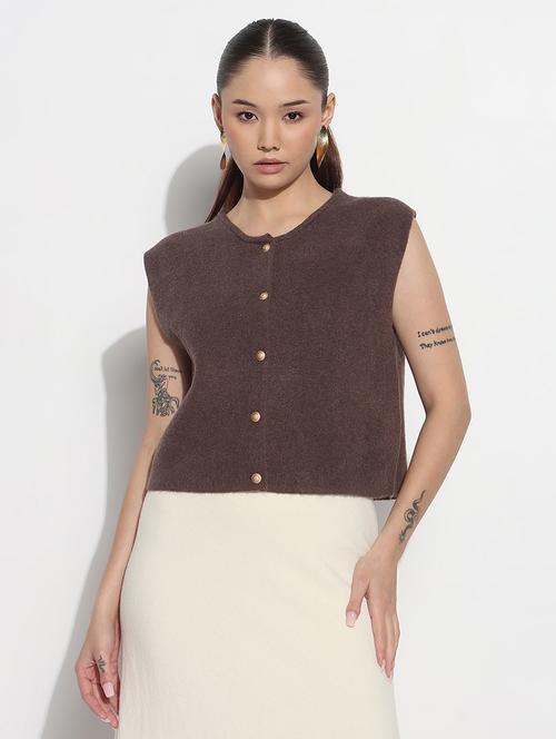 women self designed sleeveless kintted top - 21983039 - Standard Image - 0