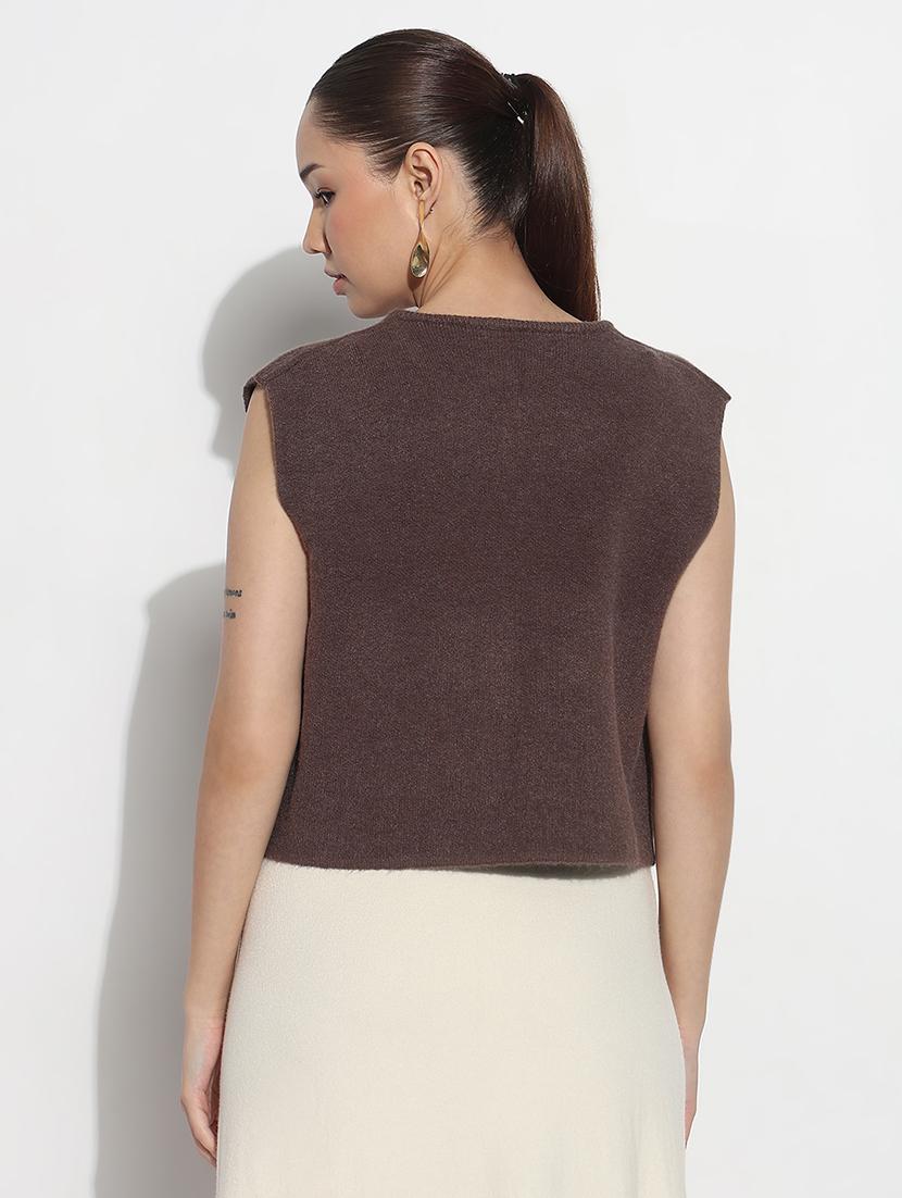 women self designed sleeveless kintted top - 21983039 - Standard Image - 3