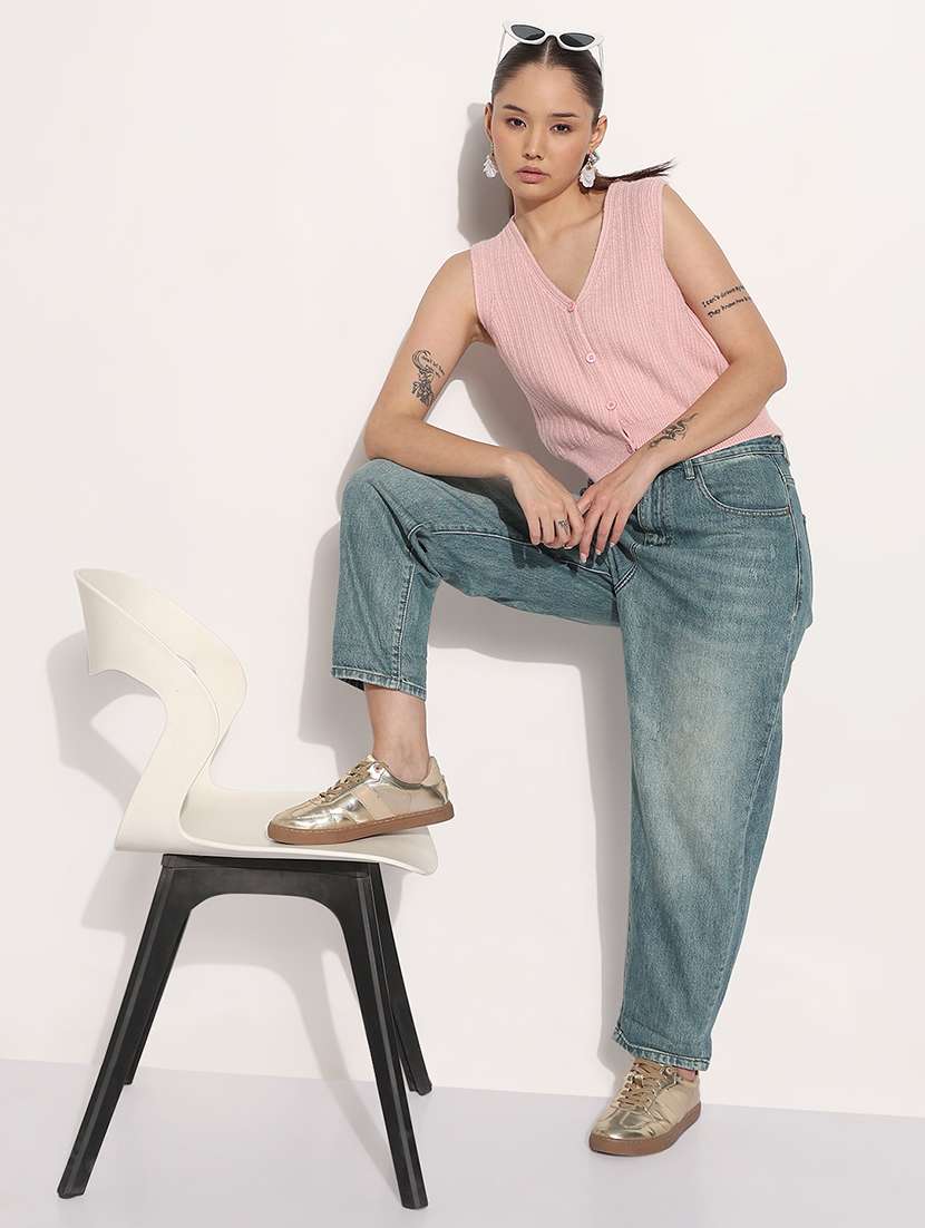 women self designed sleeveless kintted top - 21983041 -  Standard Image - 5