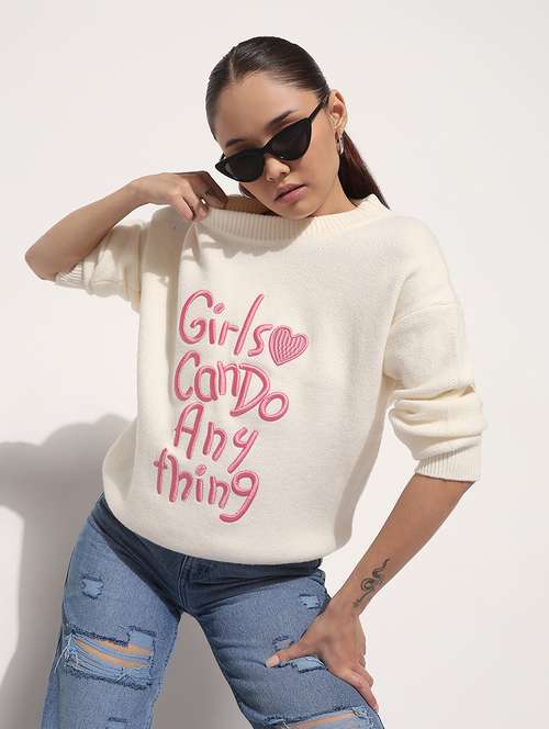 women typographic print long sleeve sweatshirt - 21983044 -  Standard Image - 0