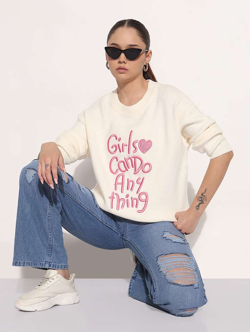 women typographic print long sleeve sweatshirt - 21983044 - Standard Image - 5