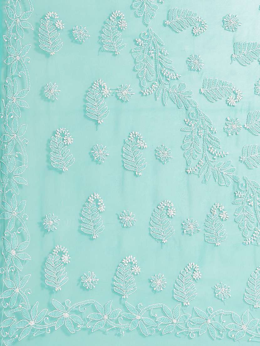 women solid with work chikankari saree with blouse - 21983047 -  Standard Image - 3