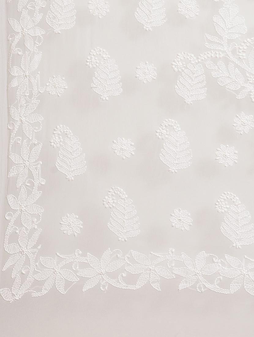 women solid with work chikankari saree with blouse - 21983049 - Standard Image - 5