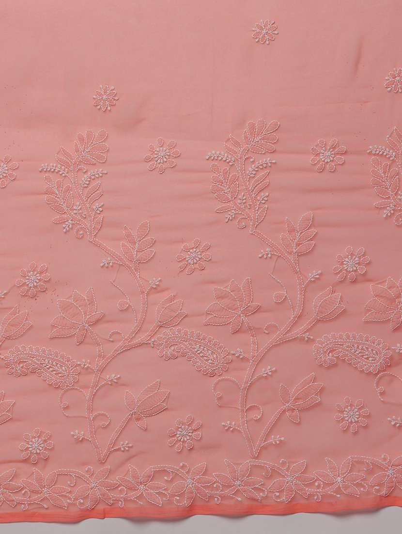 women solid with work chikankari saree with blouse - 21983052 -  Standard Image - 5