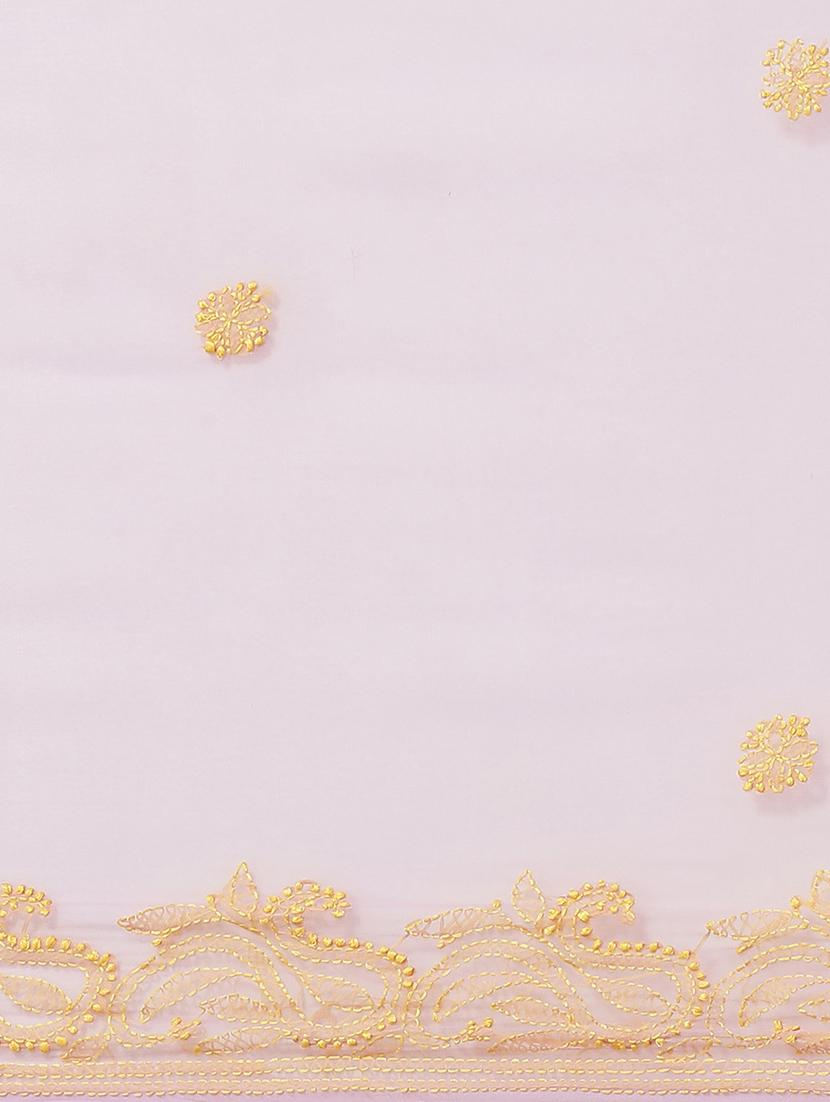 women solid with work chikankari saree with blouse - 21983055 - Standard Image - 5