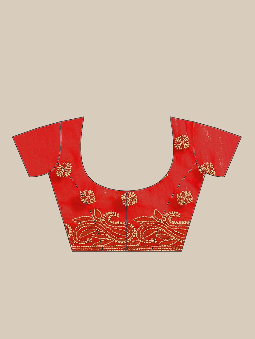 women solid with work chikankari saree with blouse - 21983056 - Standard Image - 3