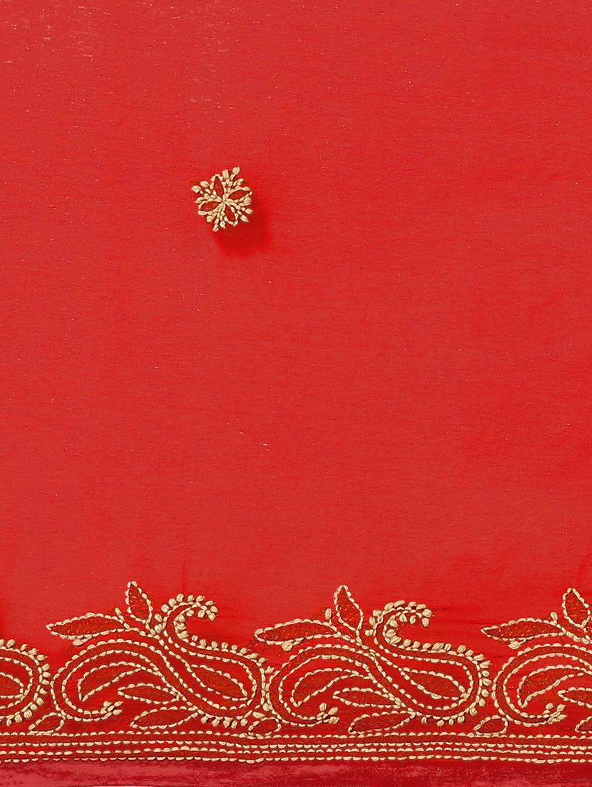 women solid with work chikankari saree with blouse - 21983056 - Standard Image - 5
