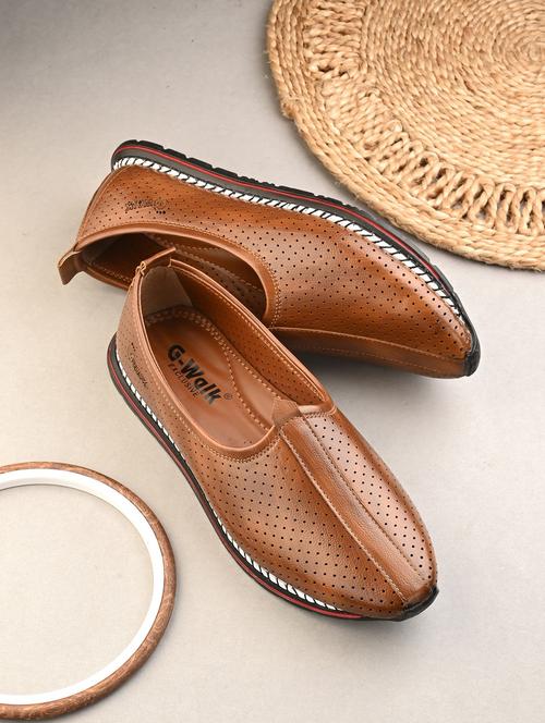 men tan slip on juti - 21983061 - Standard Image - 0