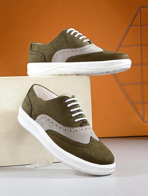men olive lace up sneaker - 21983064 -  Standard Image - 0