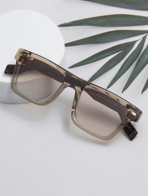 ted smith unisex light brown square luxury acetate sunglasses with polarised lens - 21983078 -  Standard Image - 0
