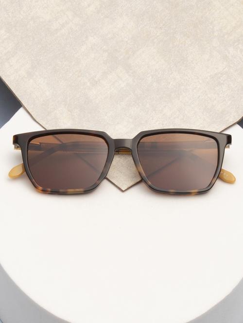 ted smith unisex brown wayfarer premium acetate sunglasses with polarised lens - 21983086 - Standard Image - 0