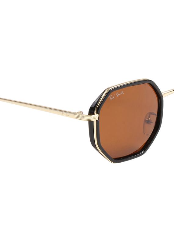 ted smith unisex brown octagon metal sunglasses with polarised lens - 21983092 - Standard Image - 5