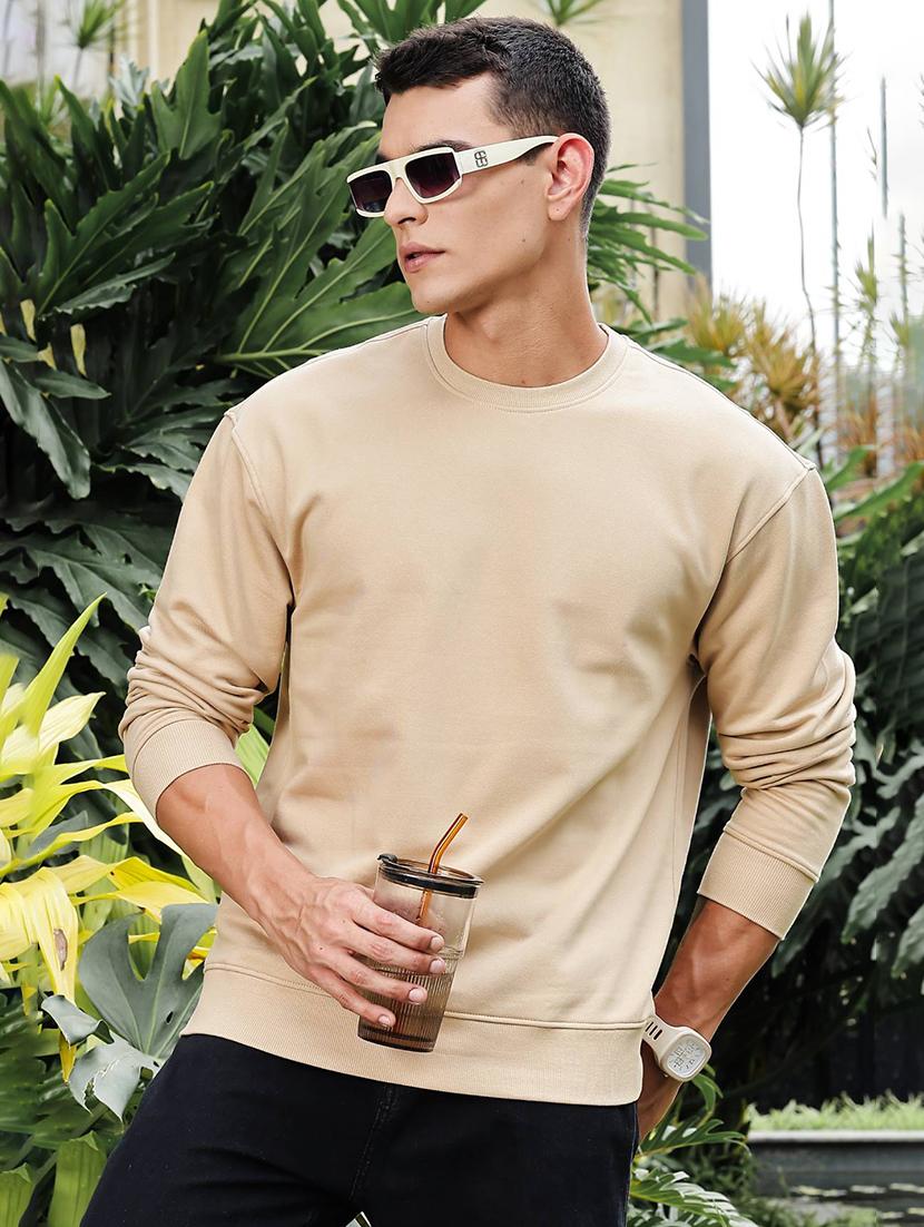 men solid long sleeve regular fit sweatshirt