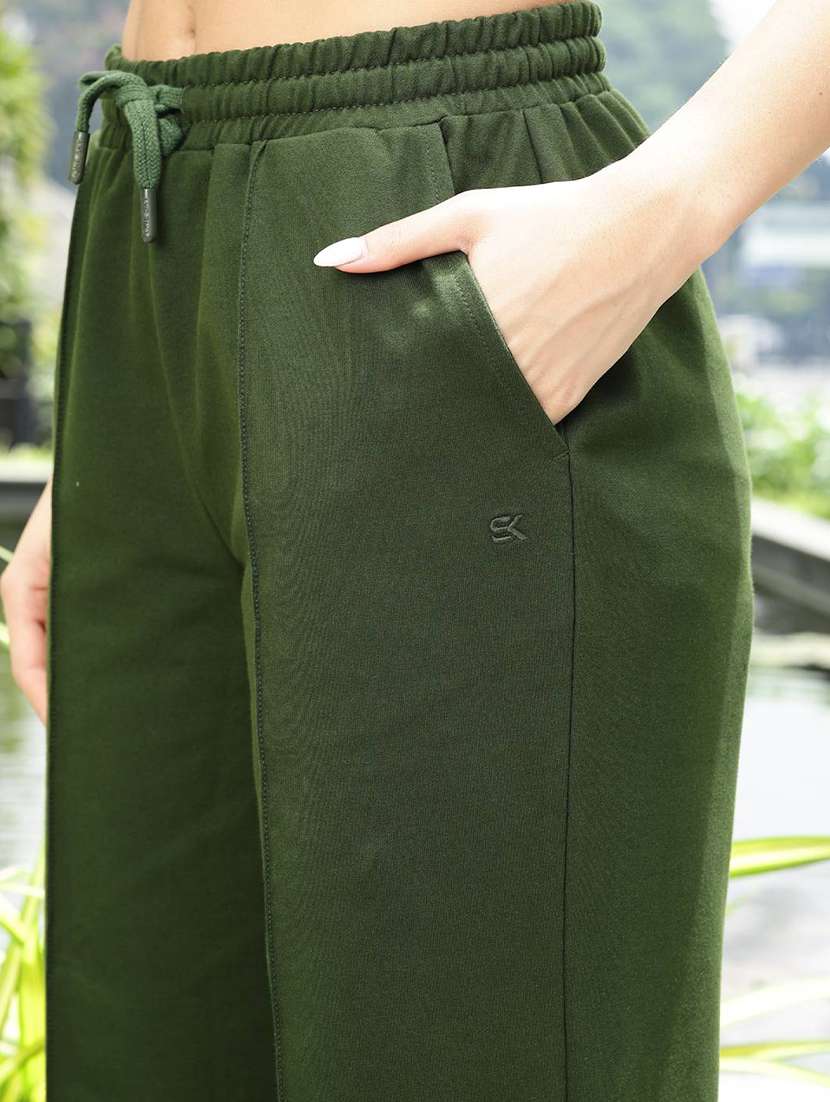 women solid mid rise relaxed fit track pant - 21983140 - Standard Image - 5